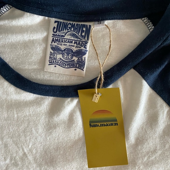 Jungmaven, 3/4 Cropped Raglan Baseball Tee, Size S - Picture 4 of 5